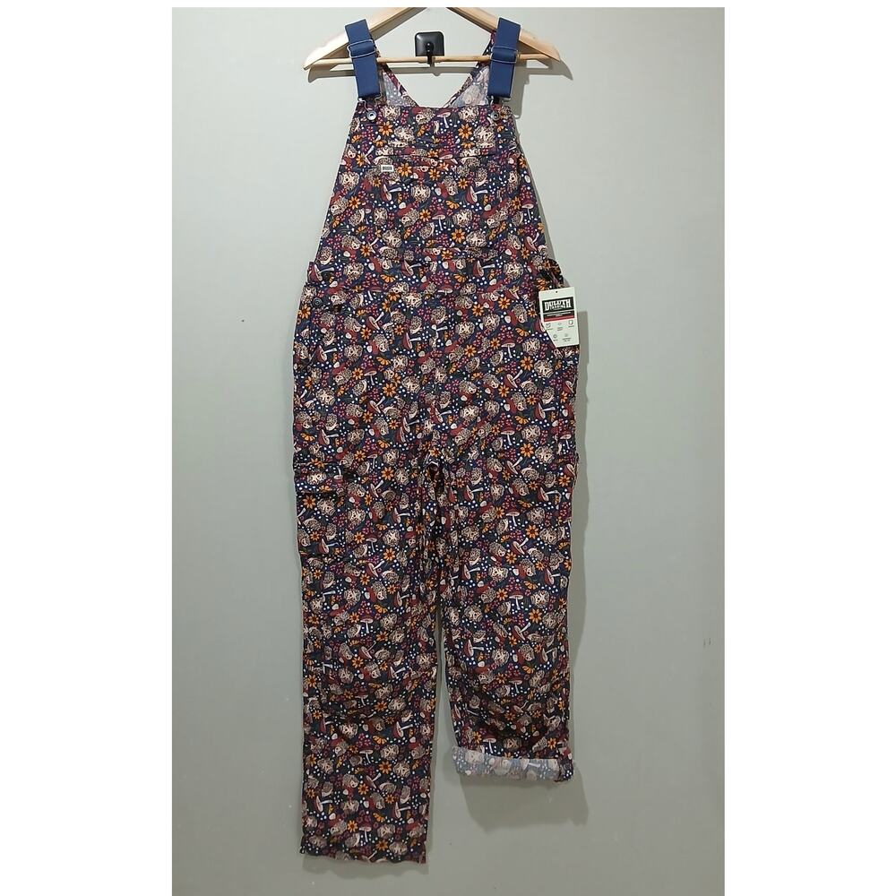 DULUTH TRADING Heirloom Gardening Bib Overalls Large x 33 NWT Hedgehog Mushroom